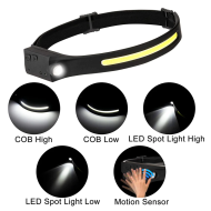  Univerzální dobíjecí COB LED čelovka Headlamp 